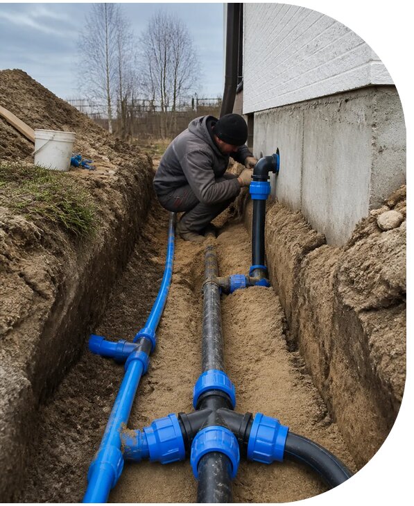 Монтаж наружного водопровода на участке под ключ в Иркутске